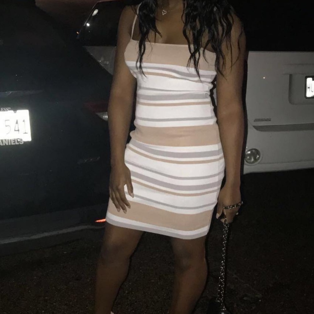 Tan & white dress
